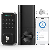 Zylenor keyless entry lock installed on a front door, easy setup highlighted.