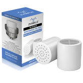ZYNAFLO 15-stage shower filter close-up shows filtration layers for cleaner water