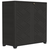 ZZM storage cabinet front view highlights weatherproof design for outdoor organization.