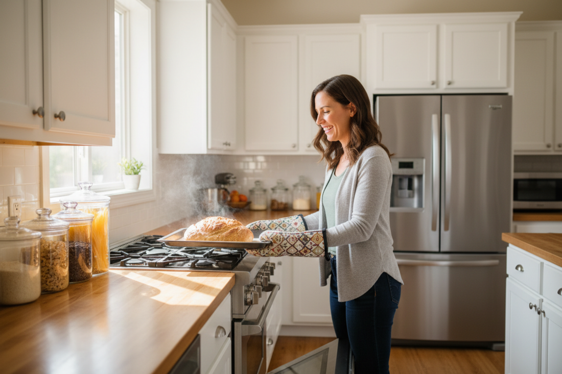 Kitchen tools and accessories - chef's knife, cutting board, measuring cups and mixing bowls for Canadian home cooking essentials