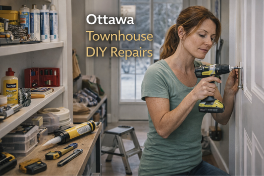 Ottawa townhouse DIY tools - cordless drill, level, caulking gun and weatherstripping for National Capital Region home repairs