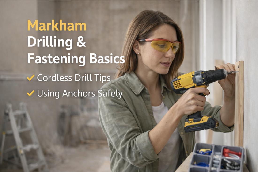 Markham drilling basics - cordless drill with depth stop, wall anchors and stud finder for GTA home installations