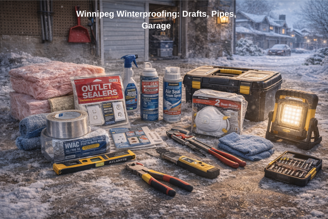 Winnipeg winterproofing tools and materials for drafts, frozen pipes, and garage insulation in Manitoba winter