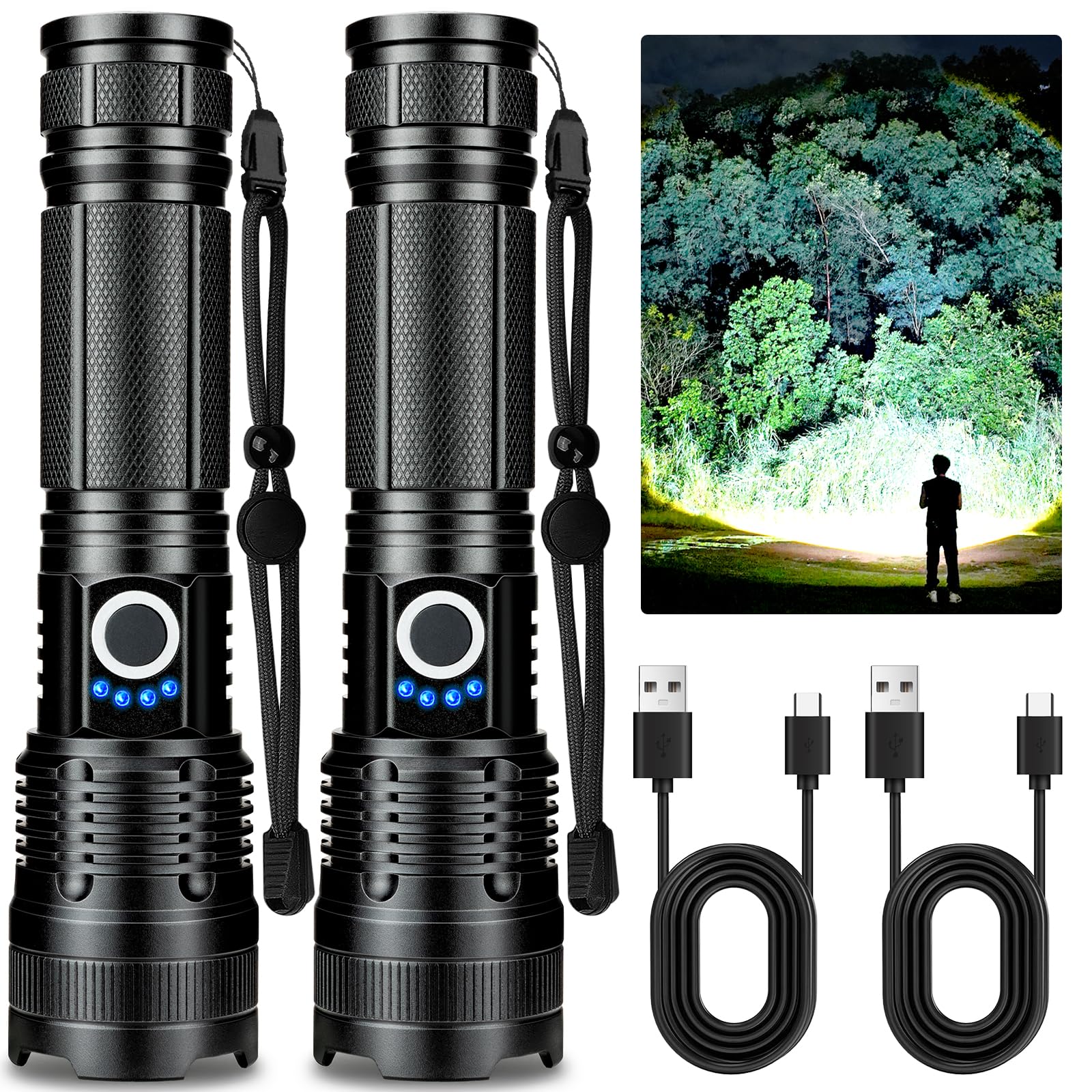 18FTRabbit rechargeable LED flashlight with 99,000 lumens for strong outdoor illumination