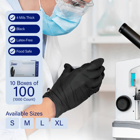 1st Choice Black Nitrile Gloves XL puncture resistance in action during heavy-duty tasks.