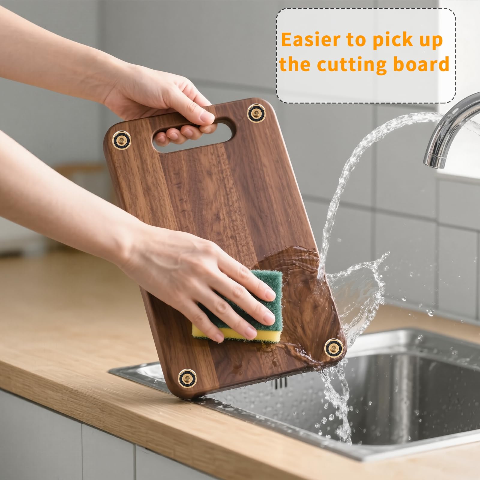2 MULE TEAM brass cutting board feet anti-slip design keeps boards steady.