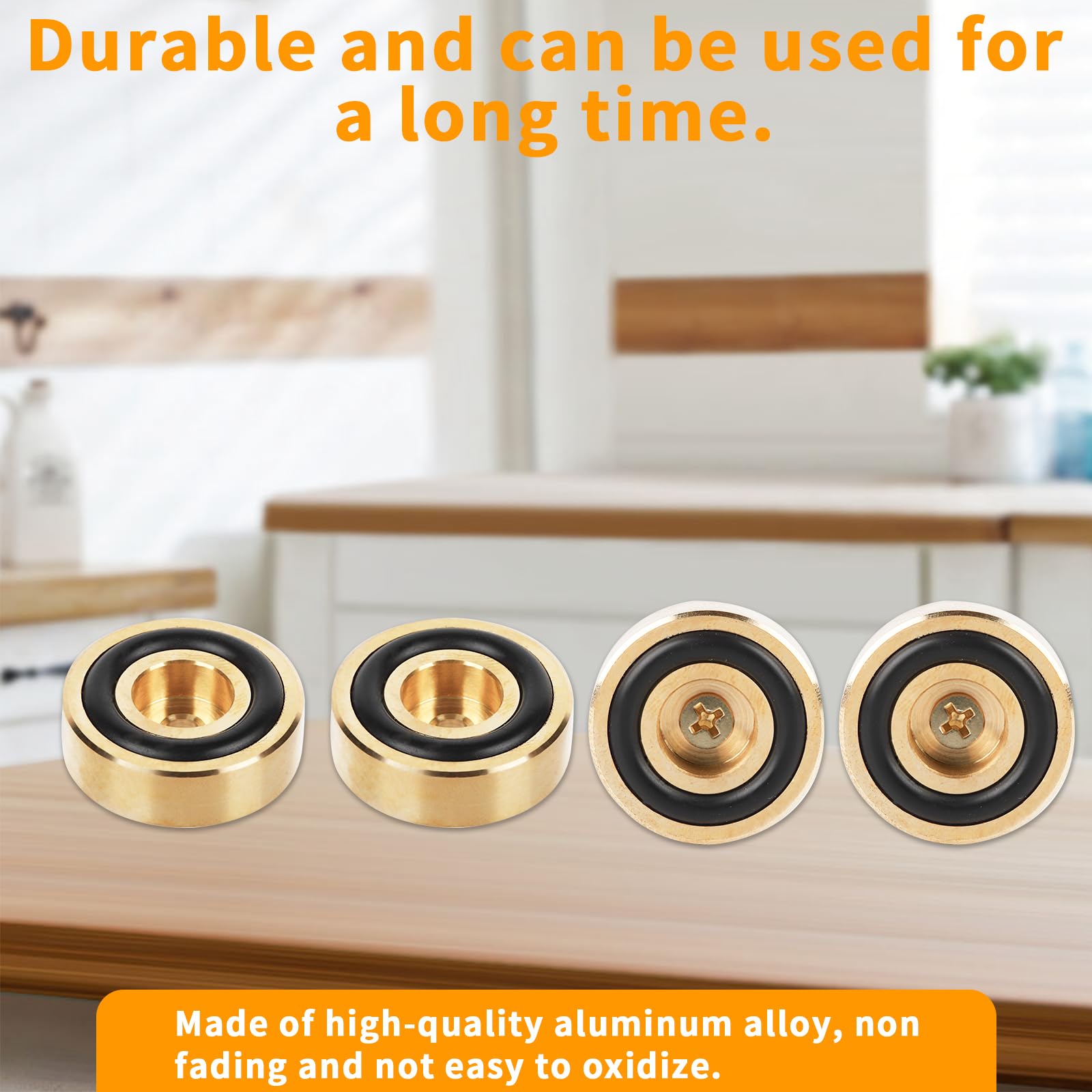 2 MULE TEAM brass cutting board feet with rust-resistant screws for quick installation.