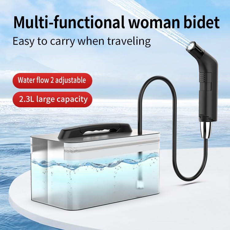2Clean portable bidet button activation demonstrates effortless one-click cleansing.