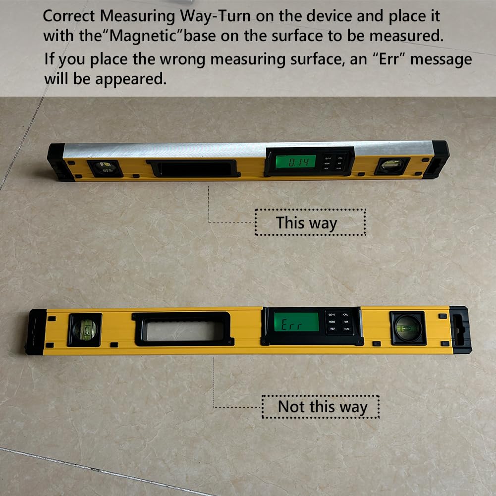 Bright LCD display reveals precise angle and slope readings for fast setup