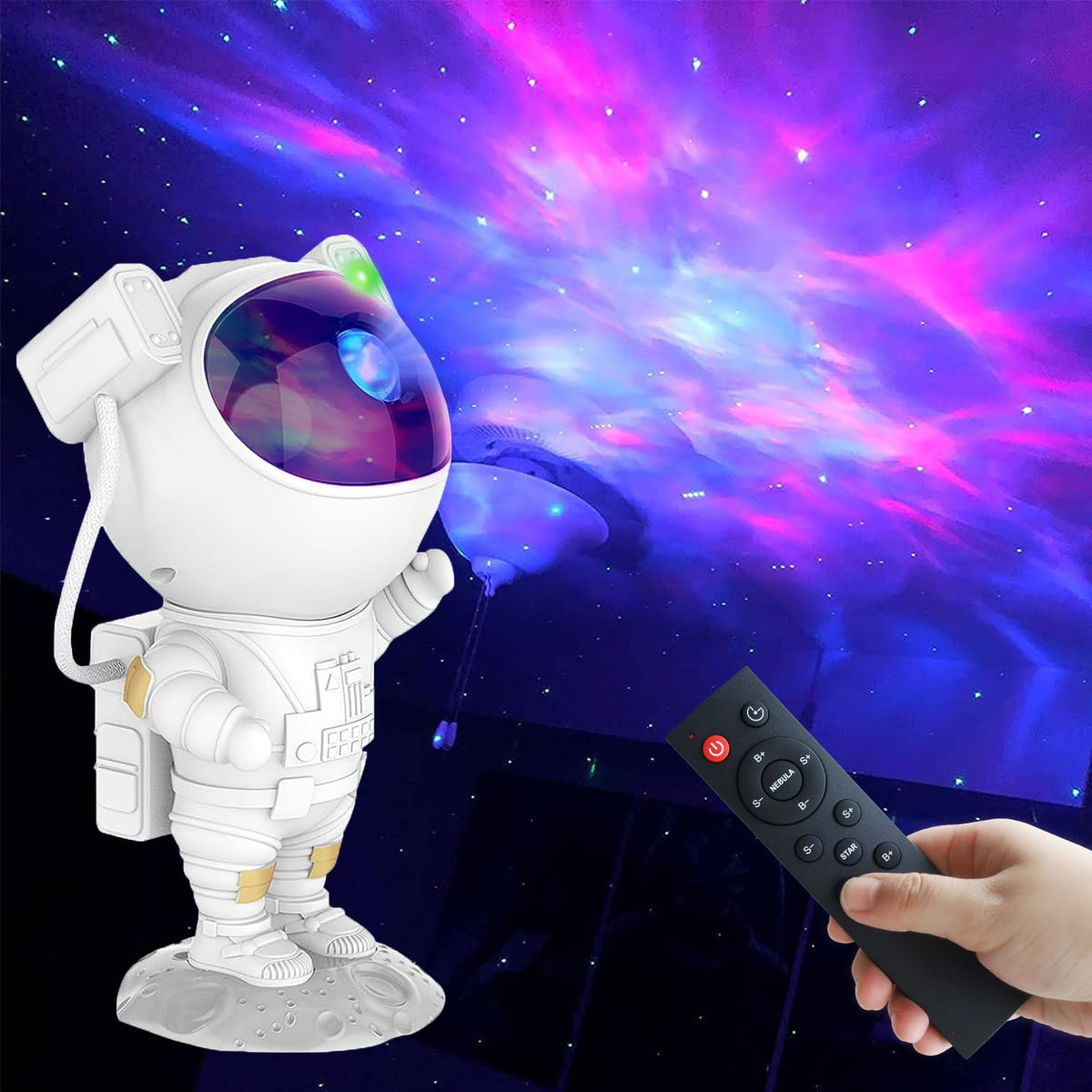 2win2buy Astronaut Projector Lamp casting ceiling stars for immersive ambiance