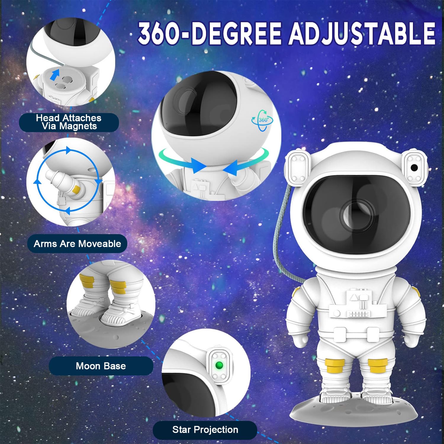 2win2buy Astronaut Projector Remote enables easy brightness and color adjustments