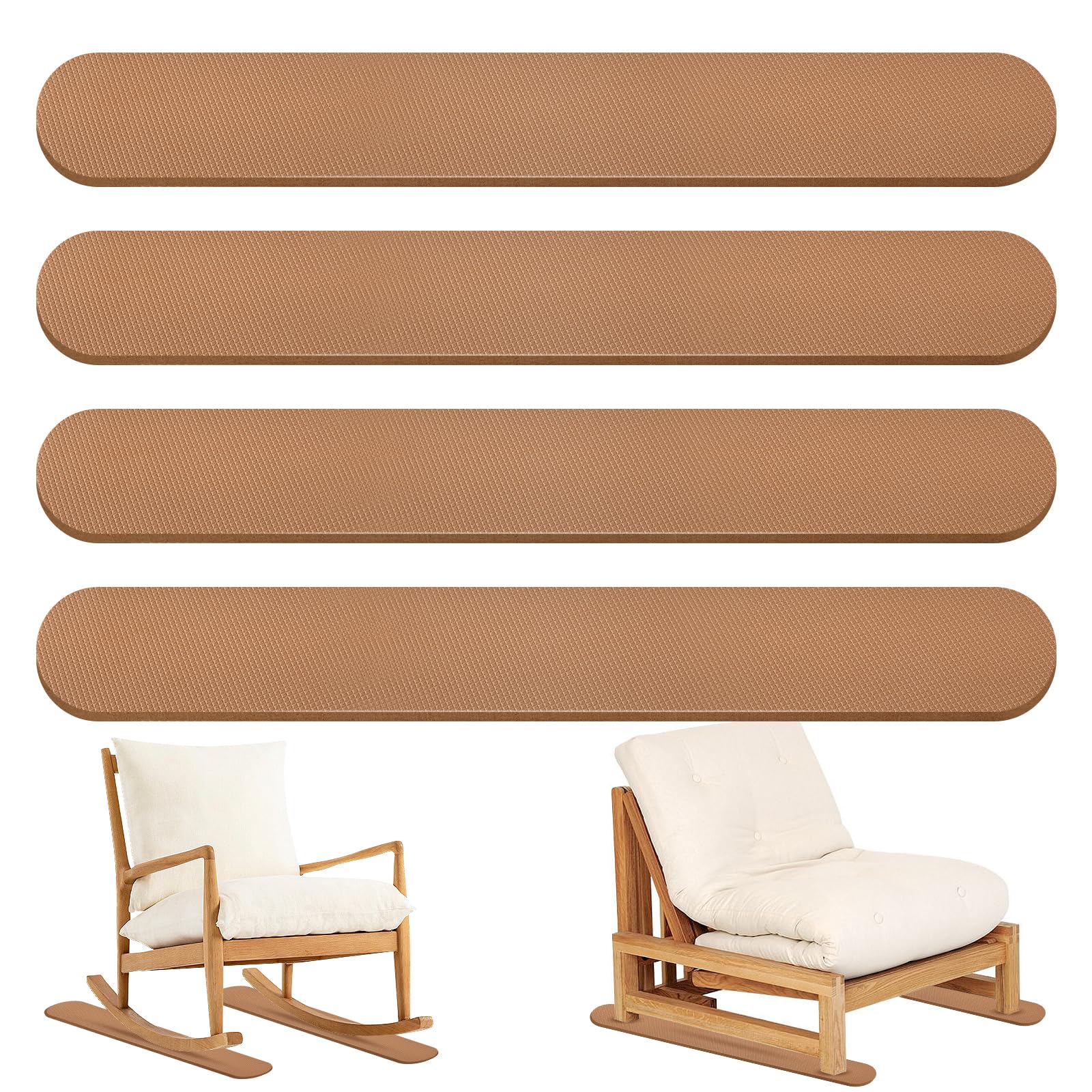 3 BUZZLETT anti-slip rail pads in a 4-pack stabilizing a sofa to protect floors