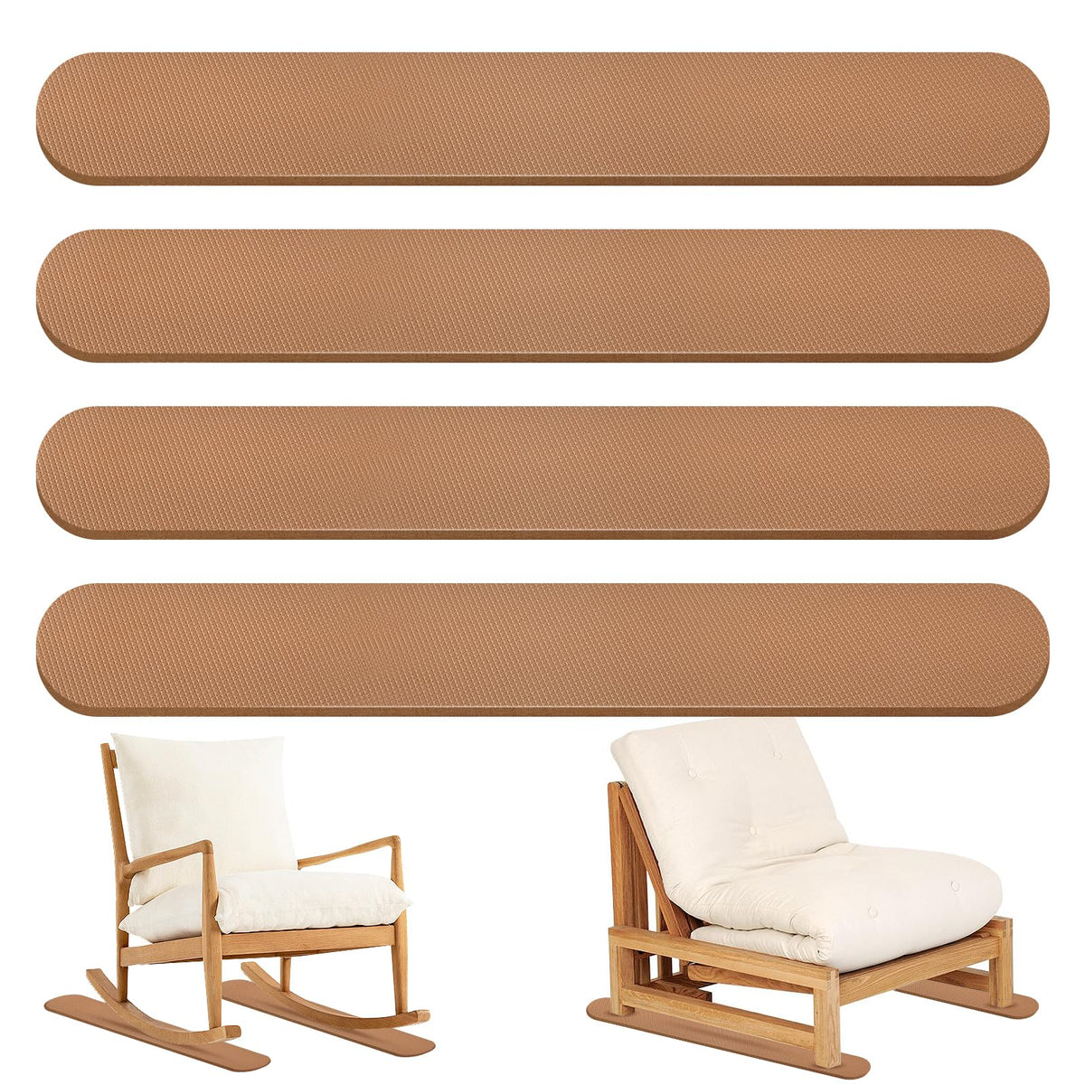 3 BUZZLETT anti-slip rail pads in a 4-pack stabilizing a sofa to protect floors