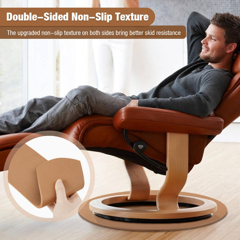 3 BUZZLETT nonslip round pad keeps recliner from sliding on floors.