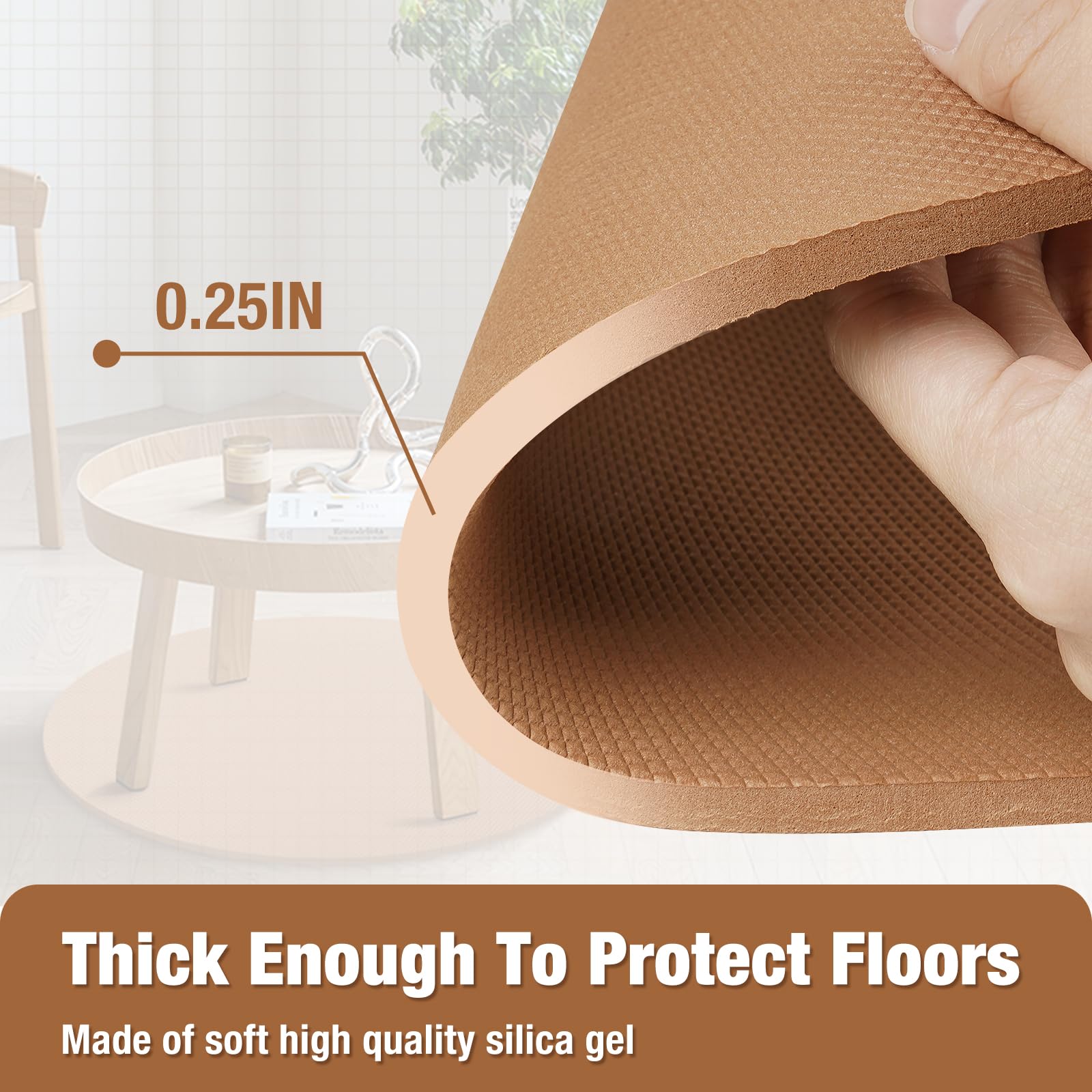 3 BUZZLETT round rubber mat for hardwood floors to prevent dents.