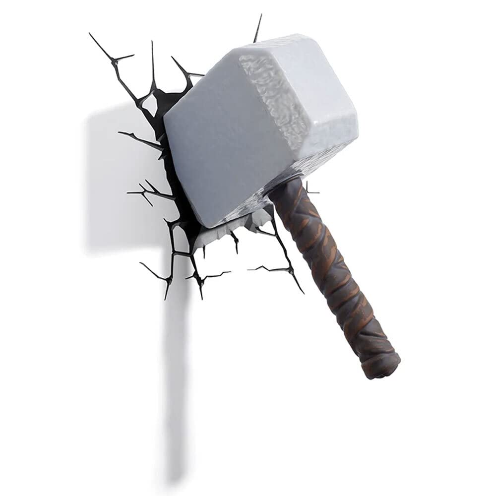 3D Light FX Thor Hammer deco light on wall with ambient glow