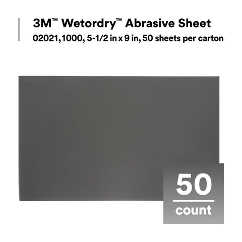 3M 02044 sheet features silicon-carbide mineral for a smooth finish.