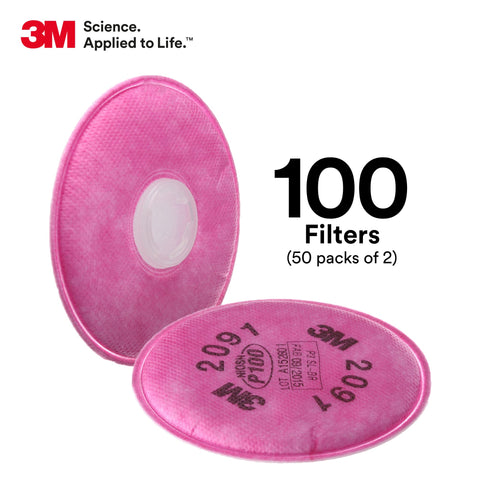 3M 2091 P100 filter attached to 6000/7000 series facepiece for compatibility