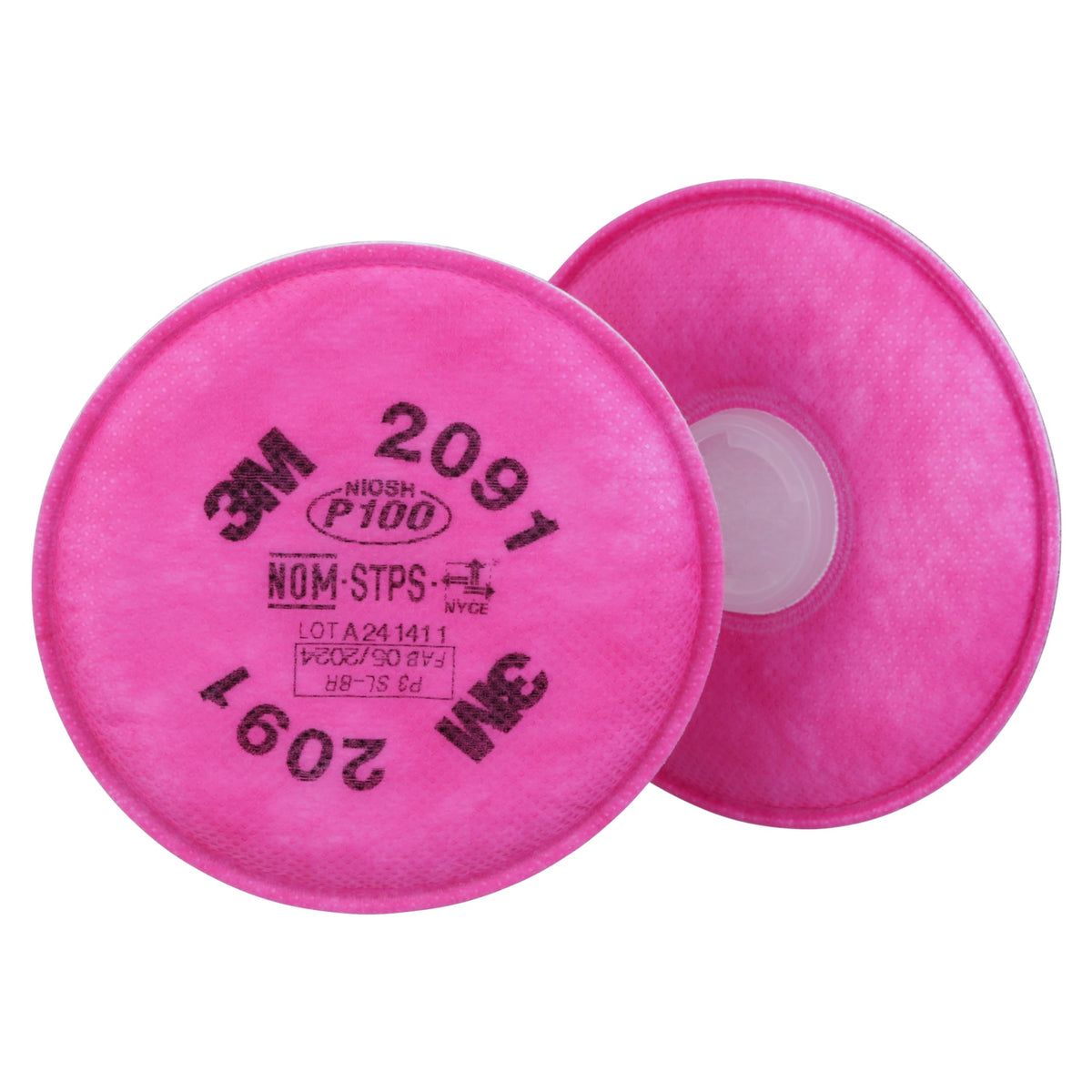 3M 2091 P100 filter in magenta color code for particulate protection