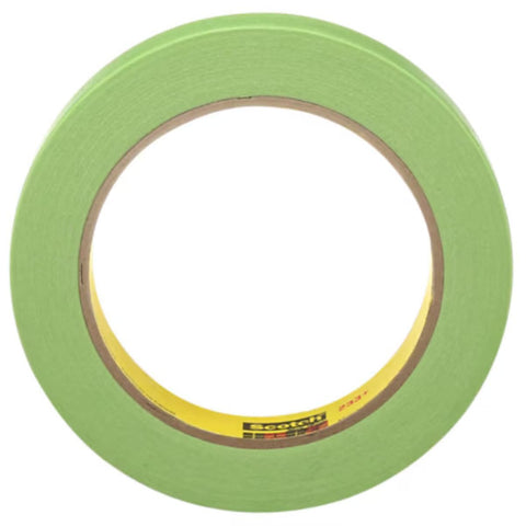 3M 233+ Green Masking Tape 26334 applied to glass for clean removal.