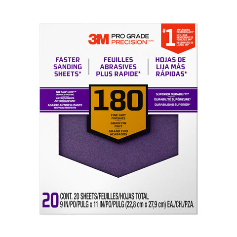 3M 26180CP-P-G sandpaper with no-slip grip backing for reduced fatigue on large surfaces.
