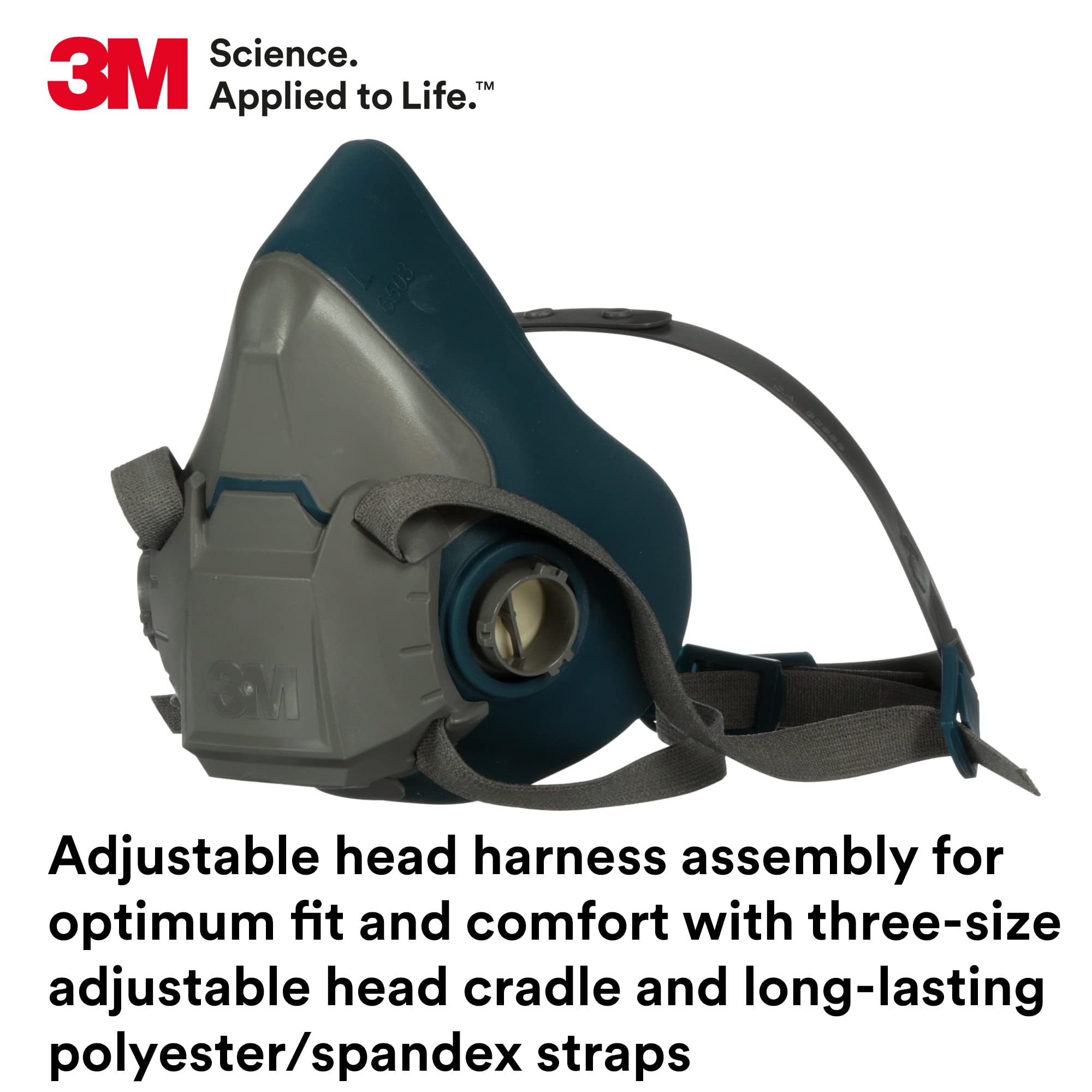 The 3M 6501 adjustable 4-point harness ensures a secure fit