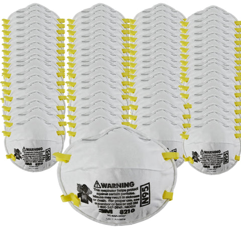 3M 8210 respirator front view shows secure seal for dusty environments.