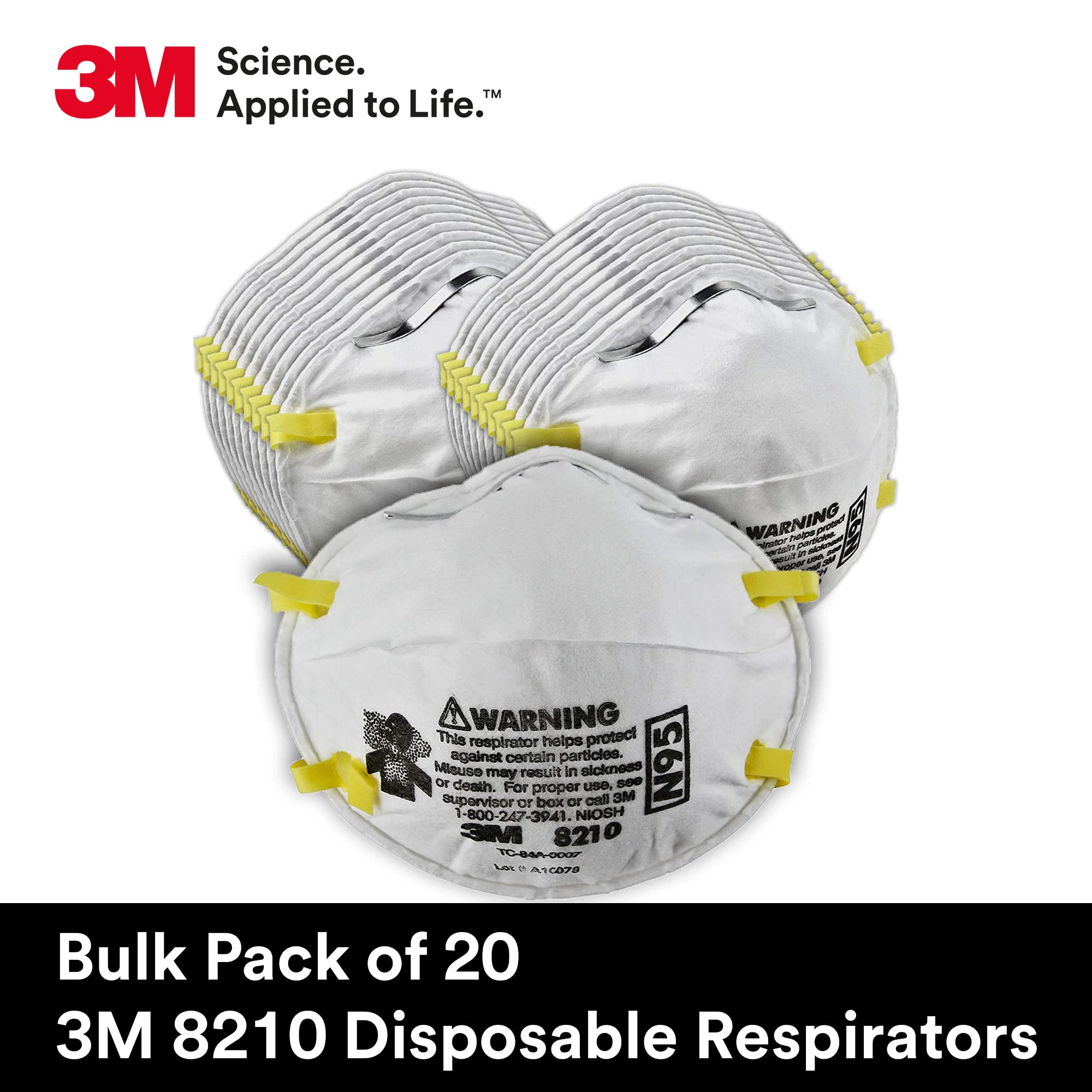 3M 8210 respirator worn in a workshop setup