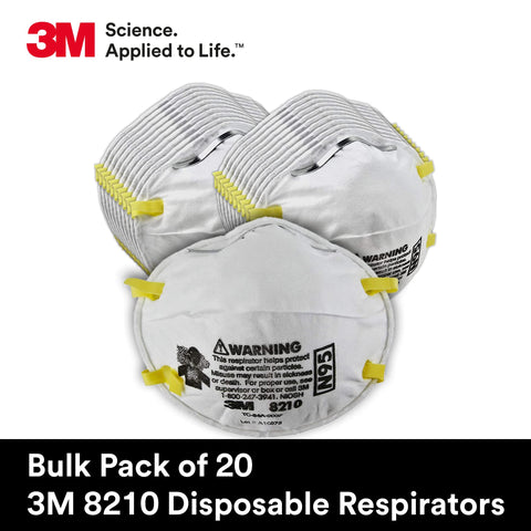 3M 8210 respirator worn in a workshop setup