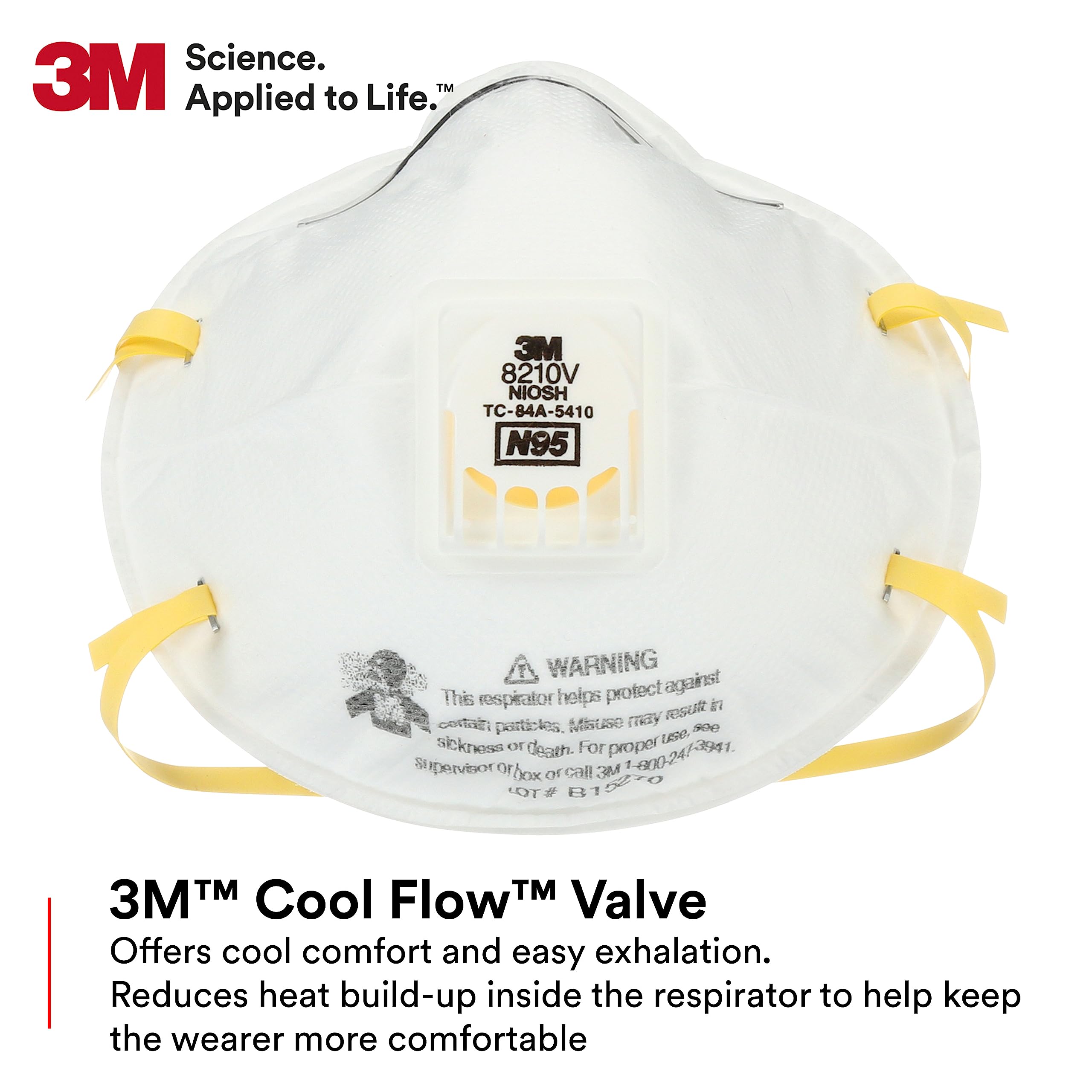 Adjustable nose clip on the 3M 8210V for a secure seal on various face shapes.