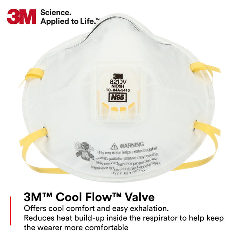 Adjustable nose clip on the 3M 8210V for a secure seal on various face shapes.
