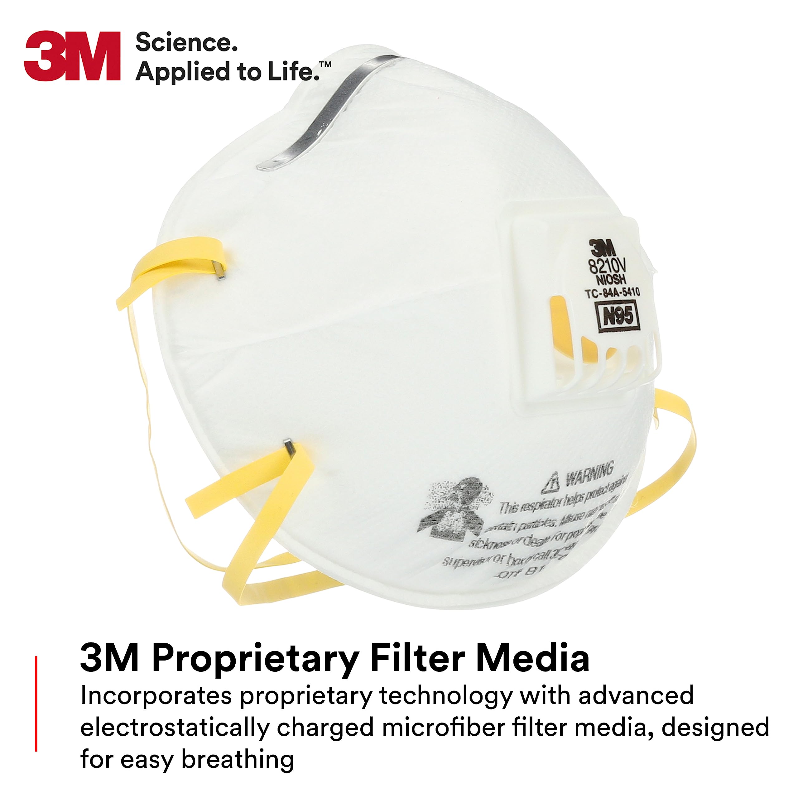 Two-strap design on the 3M 8210V provides a secure seal during movement.