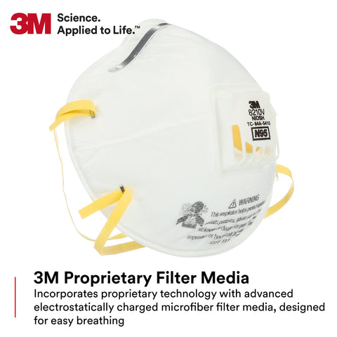 Two-strap design on the 3M 8210V provides a secure seal during movement.