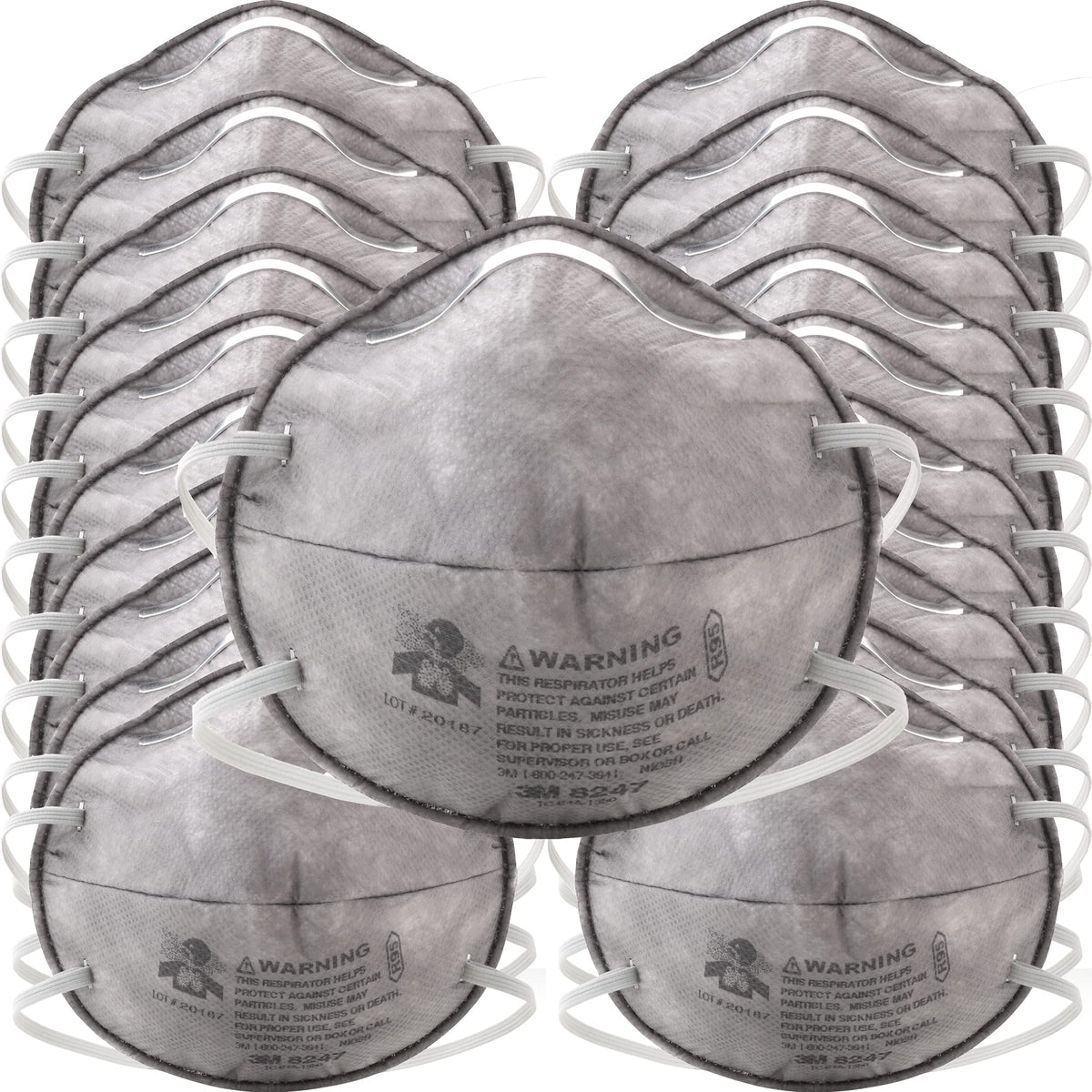 3M 8247 respirator pack of 20 providing reliable dust protection