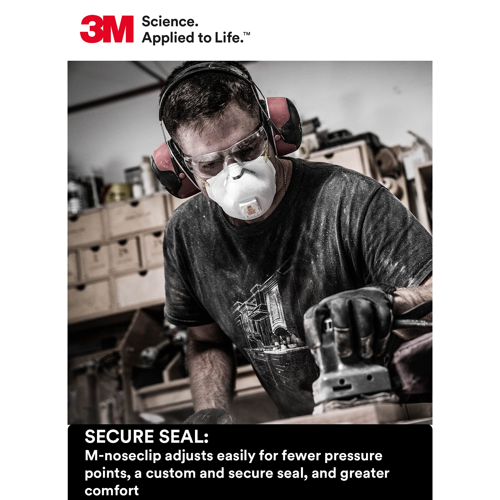 Advanced electrostatic media in 3M 8511 enhances capture while you breathe easier.