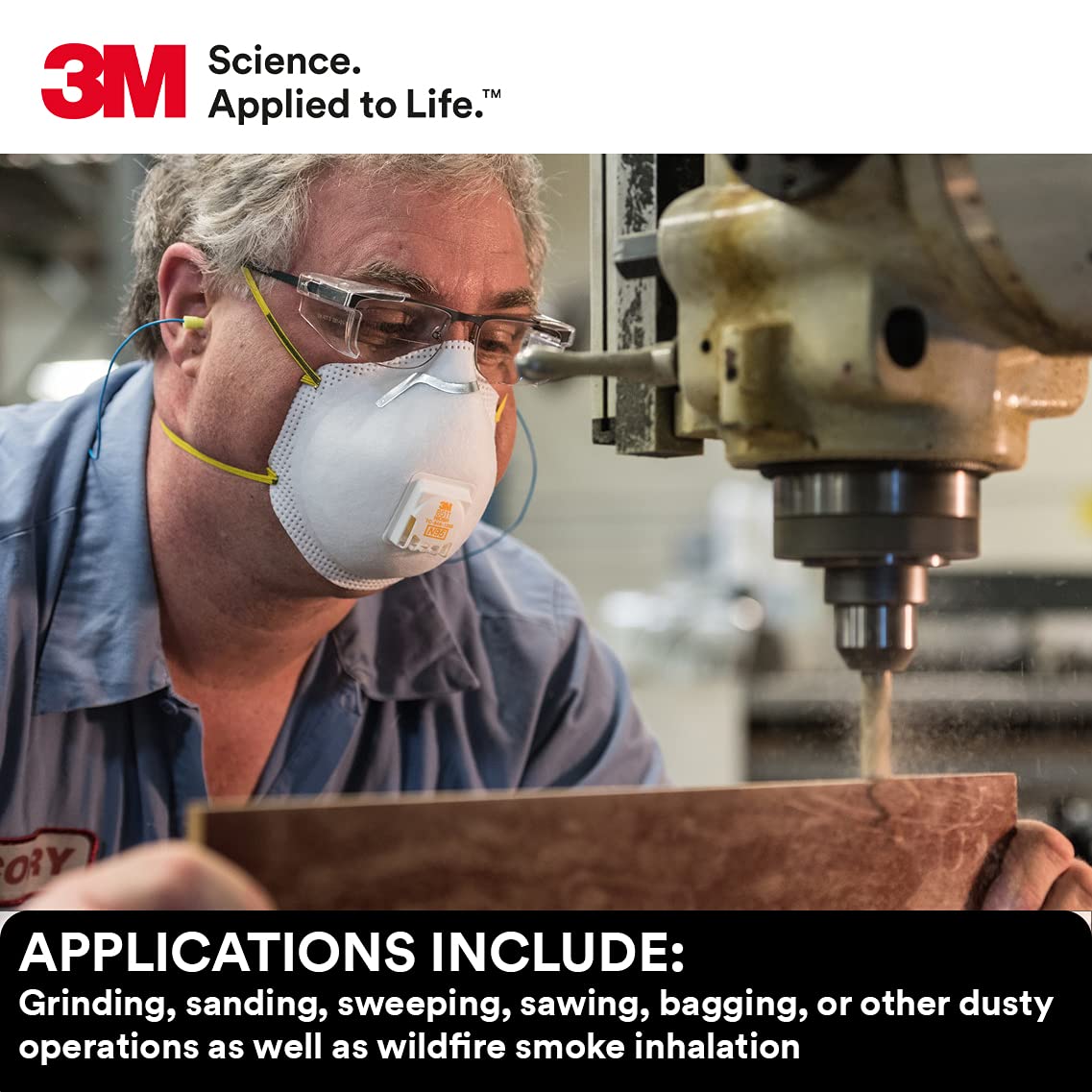 Designed for grinding, sanding, sweeping, and sawing in dusty environments.