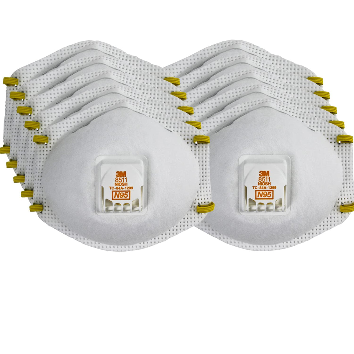 3M 8511 respirator front view with NIOSH approval and secure fit.