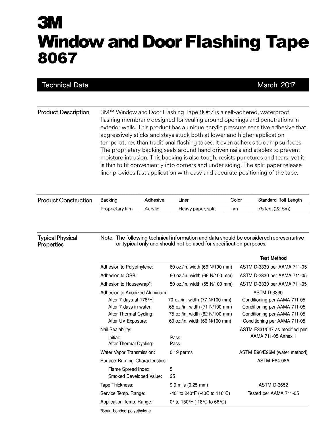 3M All Weather Flashing Tape 8067 performs across hot and cold temperatures