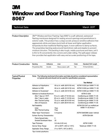3M All Weather Flashing Tape 8067 performs across hot and cold temperatures
