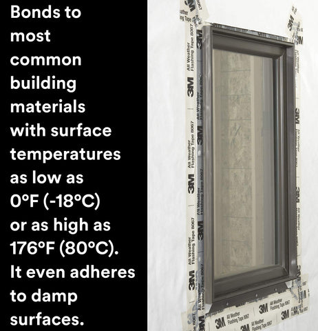 3M All Weather Flashing Tape 8067 used around windows and door jambs for moisture protection