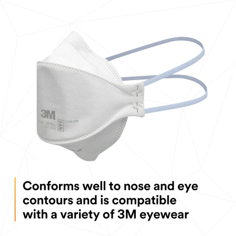 3M Aura 9205+ adjustable nose clip for a secure seal and reduced eyewear fog