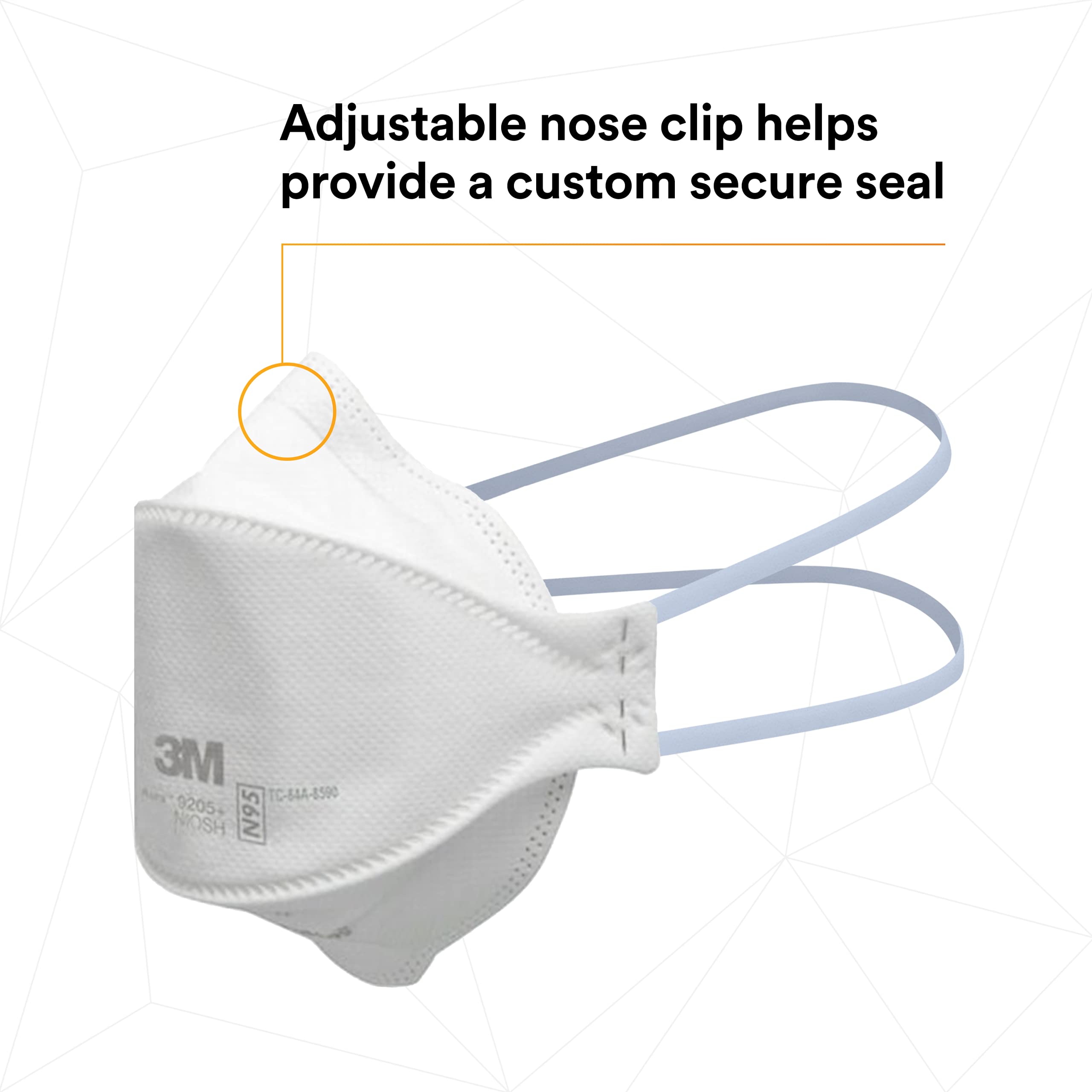 3M Aura 9205+ embossed top panel helps reduce eyewear fogging