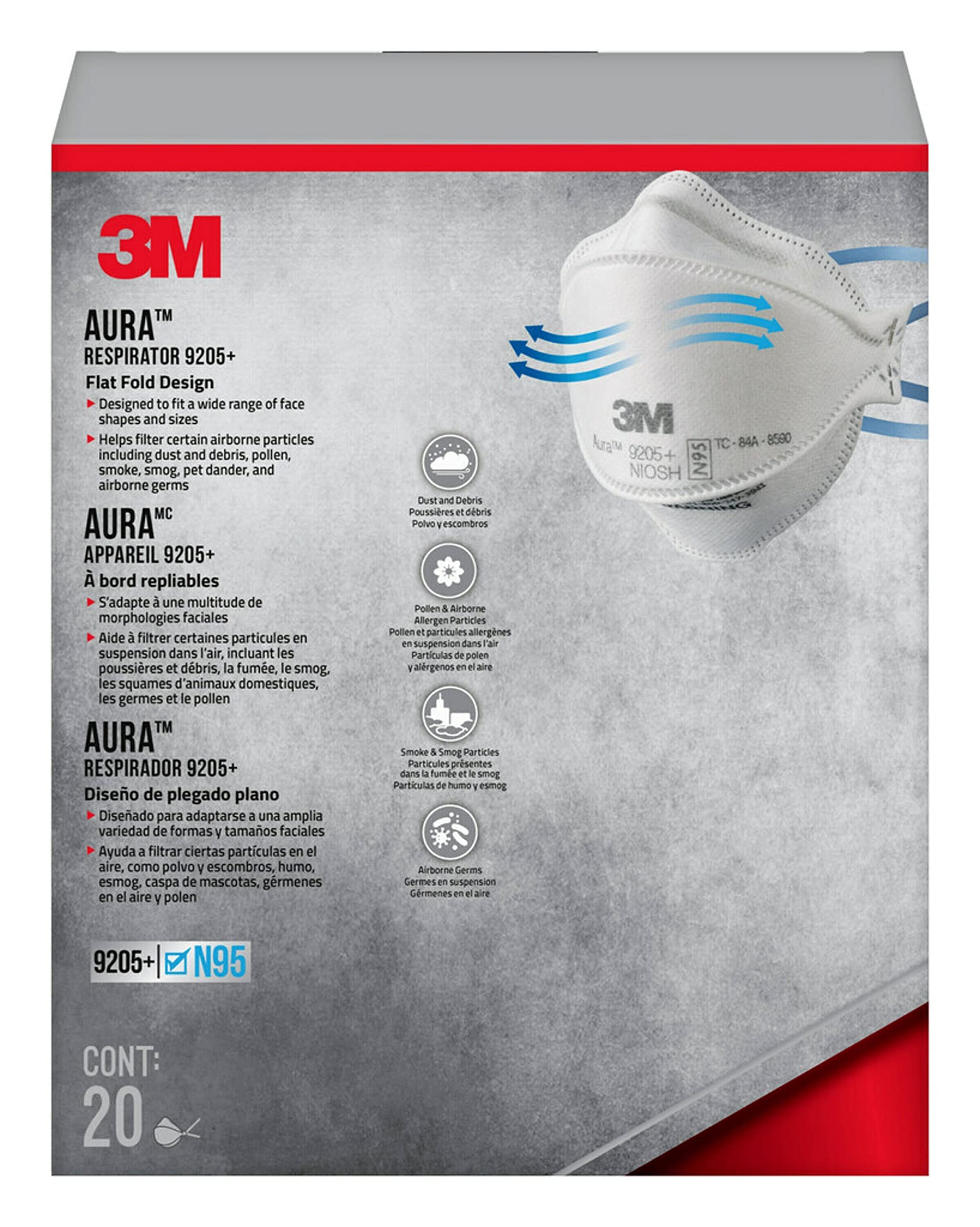 3M Aura 9205+ non-valved respirator provides reliable protection with comfortable breathing