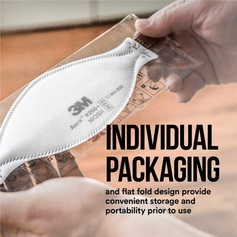 3M Aura 9205+ packaging-ready respirator for easy storage and transport