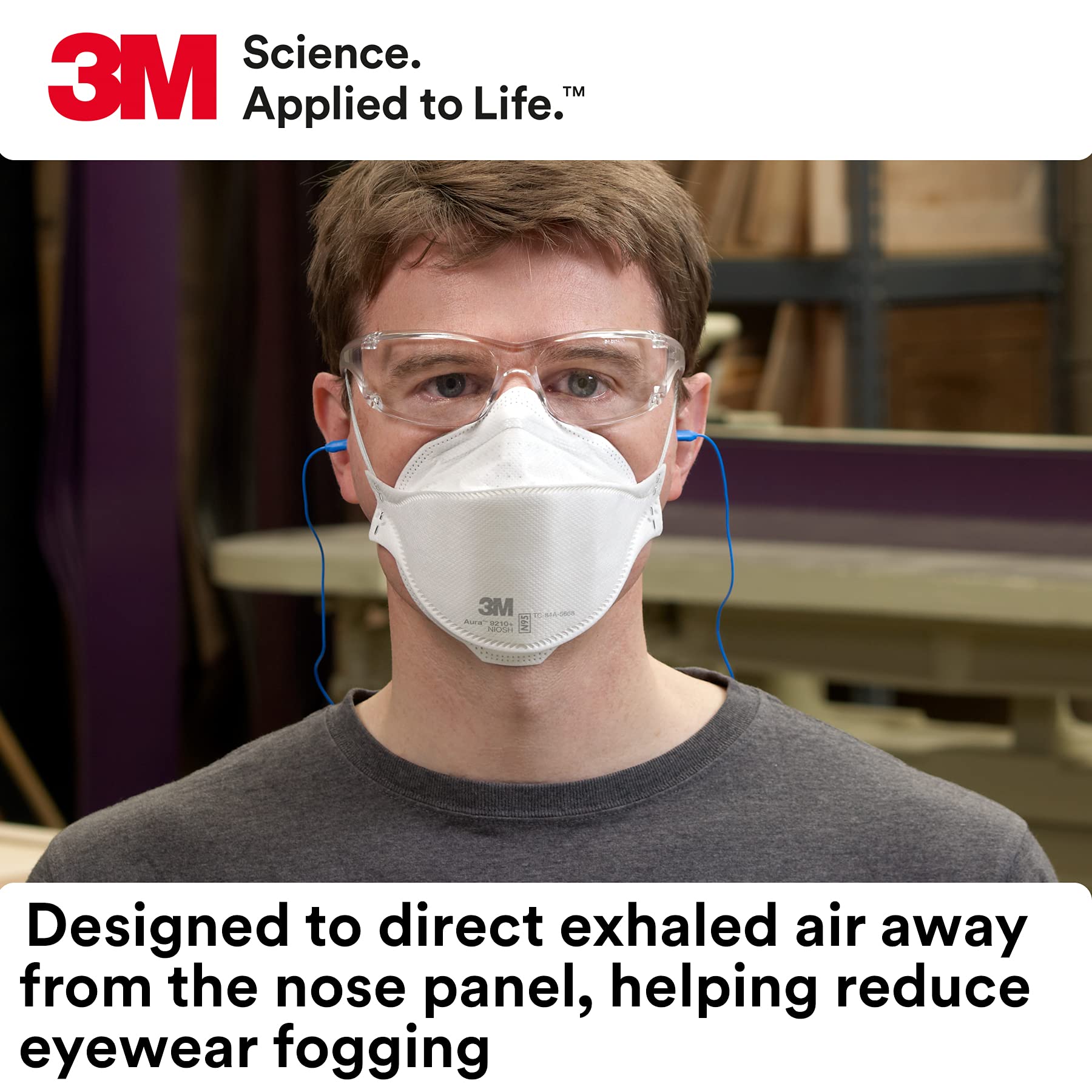 NIOSH approved 3M Aura 9210+ offers up to 95% filtration against non-oil particulates