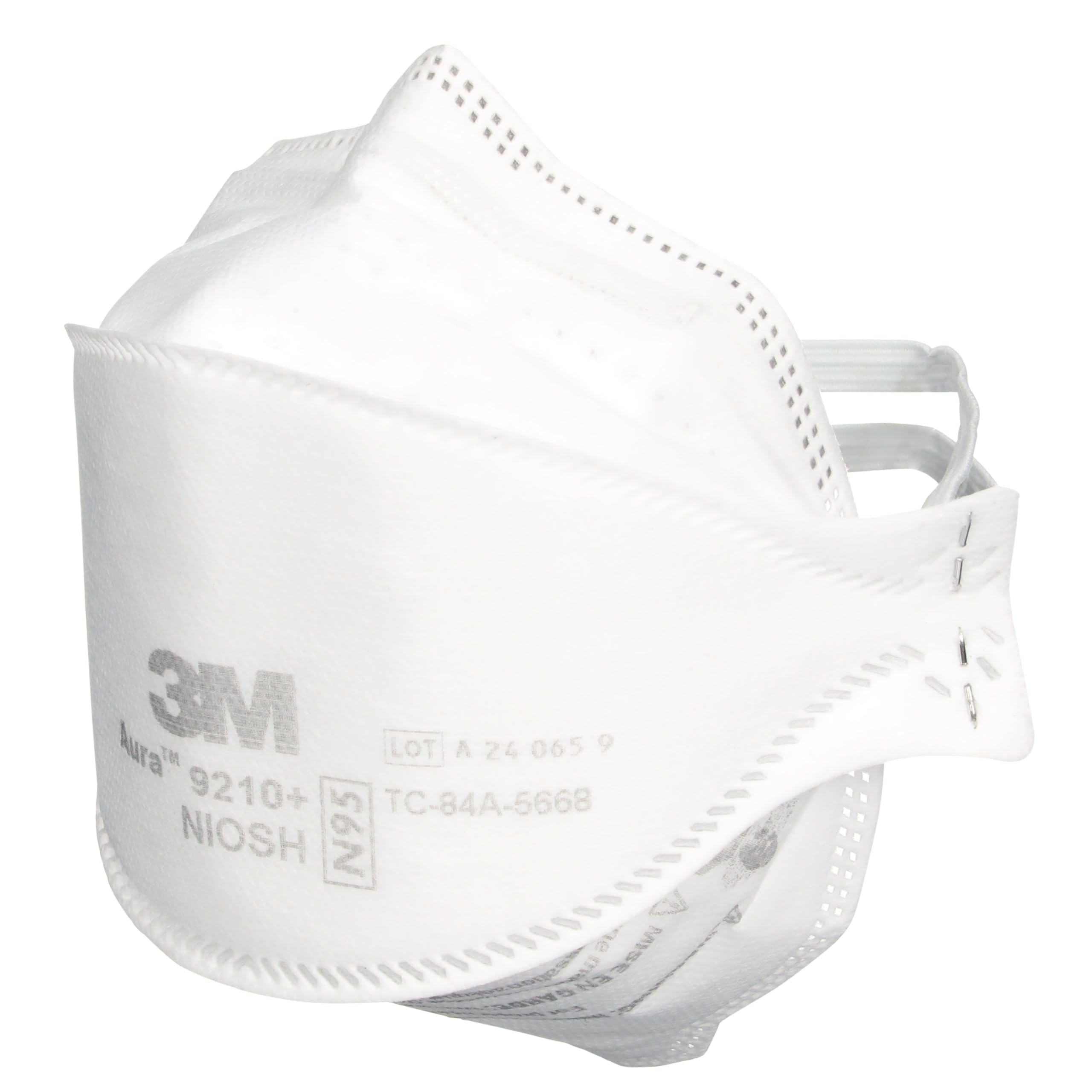 Flat fold packaging keeps 3M Aura 9210+ respirators compact
