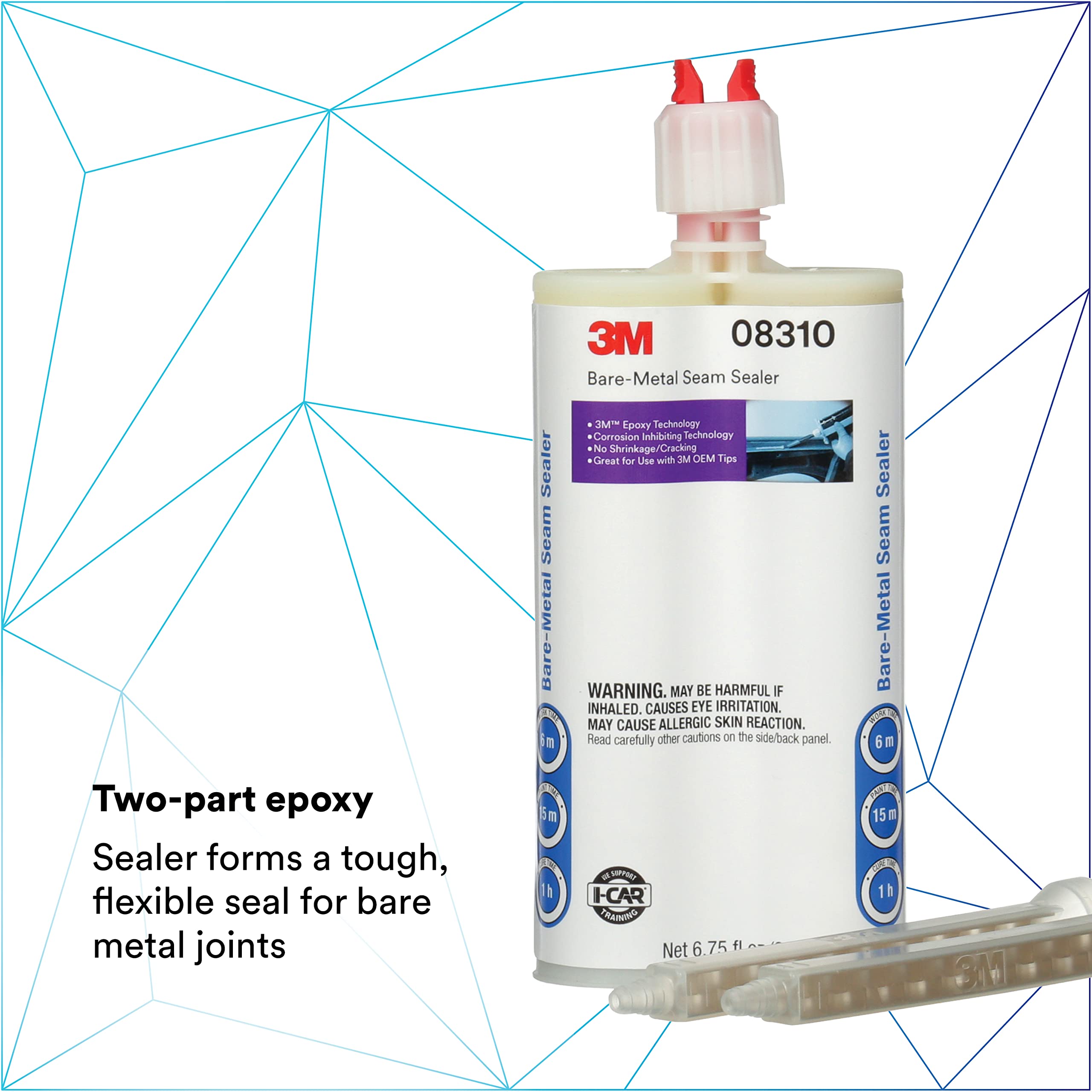 3M Bare two-part epoxy mix visual showing self-mixing process for fast cure
