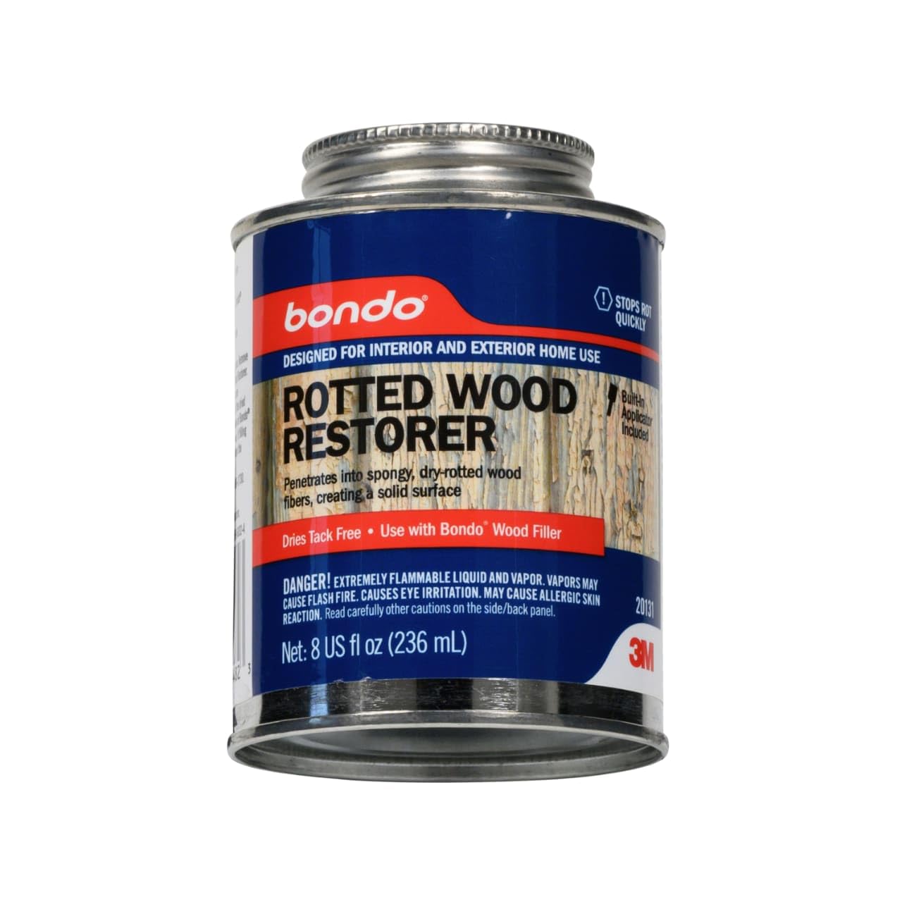 3M Bondo Rotted Wood Restorer being applied to rotted wood to form solid base