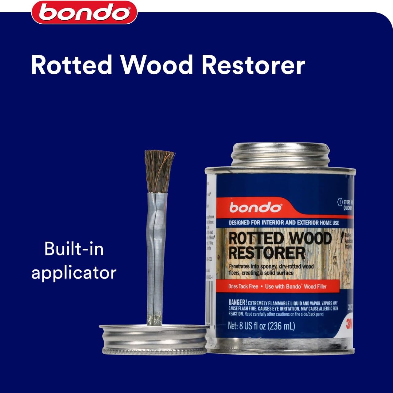 3M Bondo Rotted Wood Restorer after drying; paintable and stainable surface