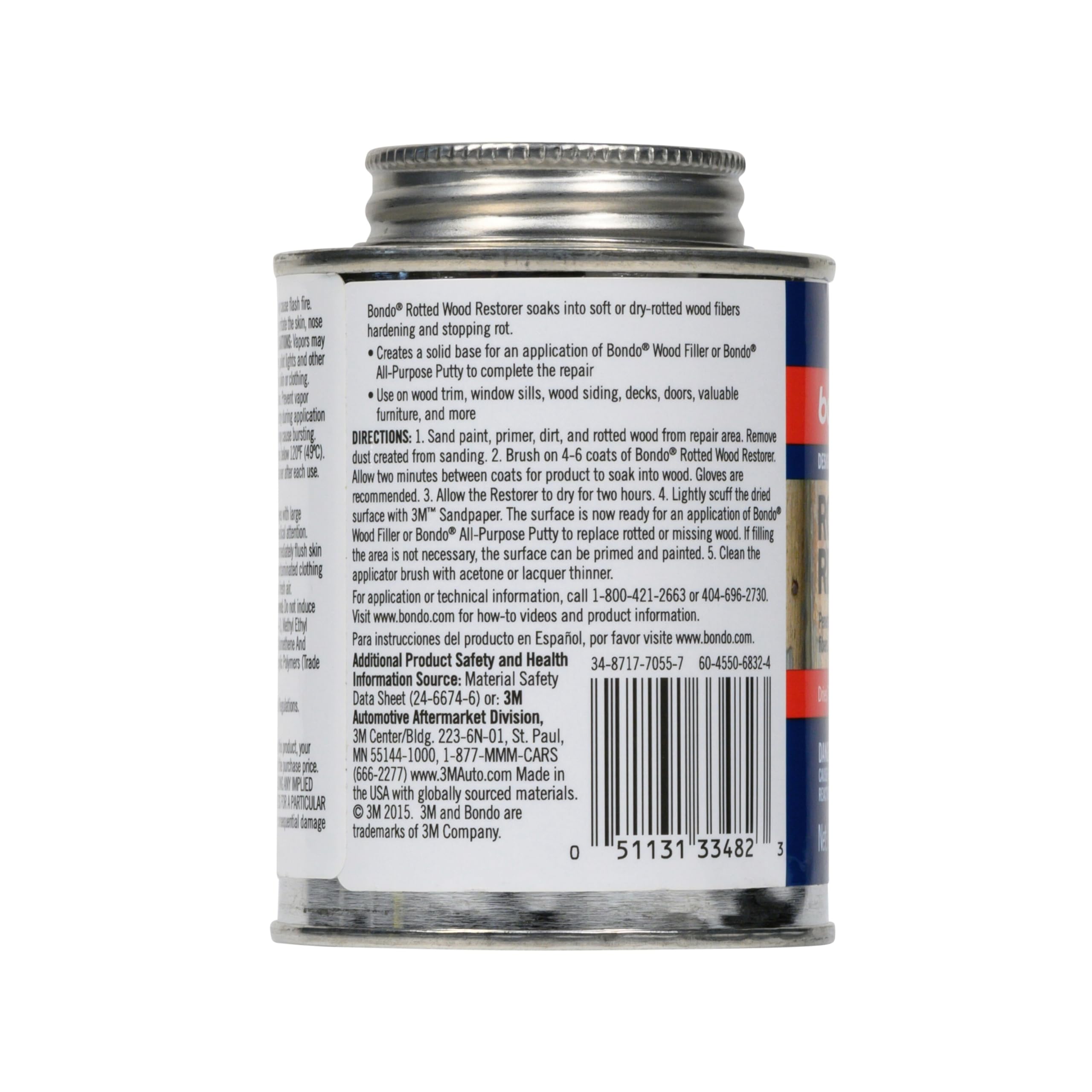3M Bondo Rotted Wood Restorer drying process; clear and tack-free in about two hours